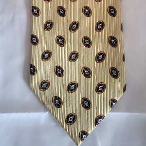ERMENEGILDO ZEGNA Men's 100% Silk Necktie ITALY Luxury Geometric Gold/Blue EUC
